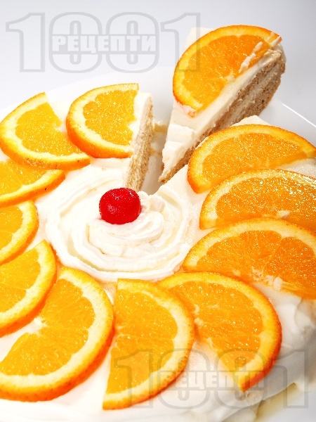 Домашна бяла желирана торта с портокали и сметана - снимка на рецептата